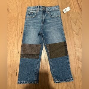 NWT Unisex toddler denim jeans with patchwork knees